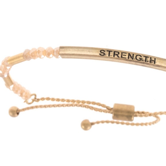 🆕”Strength” beaded slider bracelet - Beige - Picture 2 of 3